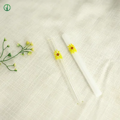 Reusable Colored Borosilicate Glass Drinking Straw Clear Jade White Glass Straws 152mm Glass Drinking Straw