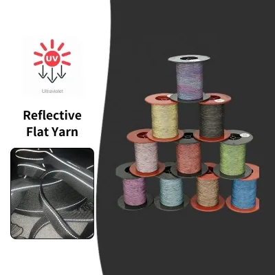 Reflective Double Side Knitting Yarn 100% Polyester Raw Texturized High Quality Washable Multiple Widths Available Webbing