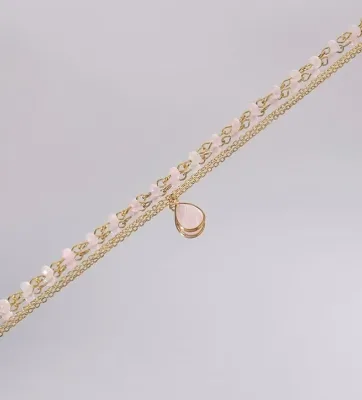 2024 New 925 Silver Material High End Design Pink Water Drop Zircon Chain Necklace