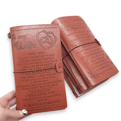 Custom Embossed Logo Souvenir Notebook Gifts Retro Diary Faux Leather Notepad Traveler's Notebook