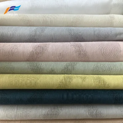 Hot Sale Factory Supply Natural Style Dobby Jacquard Linen Plain Dyed Voile Fabric for Curtain
