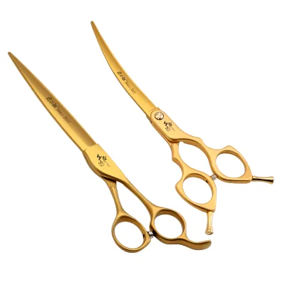 High Quality Stainless Steel Portable Curved&Straight Scissors Grooming Tools for Dogs Coat Fur