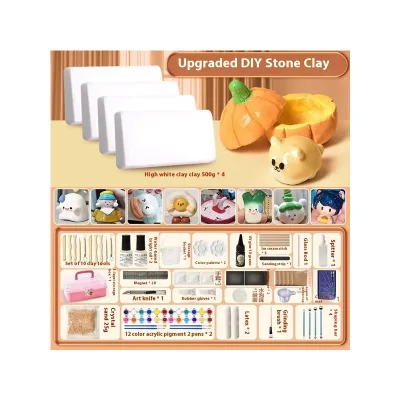 Unisex Stone Plastic Clay DIY Material Kit Set Handicraft Clay Sculpture Tools Colored Playdough Toys Molds Creative Play Slime