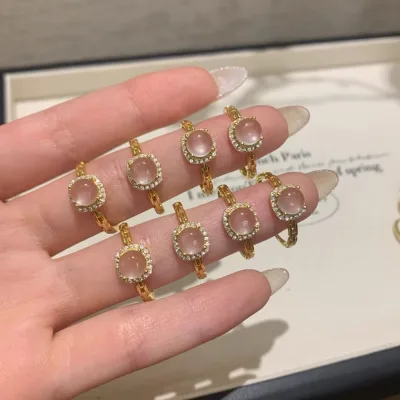 Cross-border Hot Sale New Chinese Style Middle Ancient Style Geometry Women's Niche High-end Light Luxury Natural Stone Ring