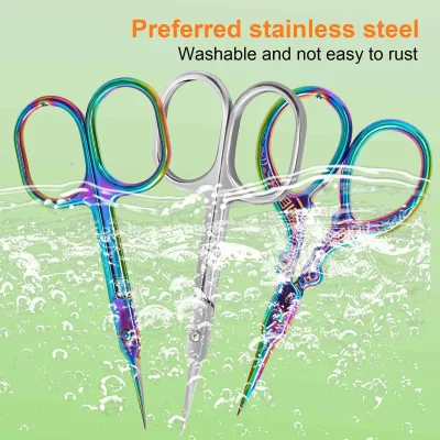Stainless Steel Elbow-shaped Curved-tip Ultra-thin Cuticle-removal Blunt Tip Manicure Scissors Beauty Nail-care