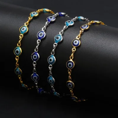Fashionable Lucky Women Gold Plated Turkey Hamsa Evil Eye Bead Bracelet Jewelry