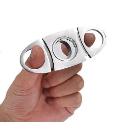 Hot Selling Portable Small Moq Stainless Steel Double Blade Custom Logo Cigar Cutter With Gift Box Scissors