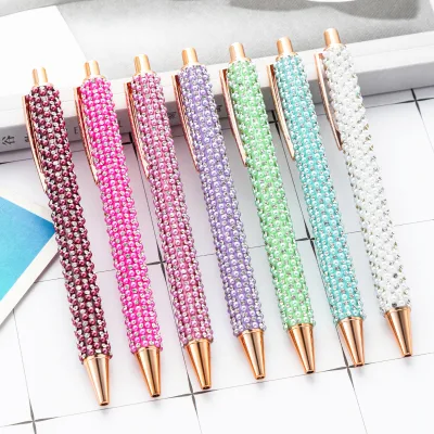 Pearl Accent Click Ballpoint Pen Set, Cute Girly Metal Pens Multi Color Pack for Students Gifts