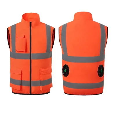 High Quality Customizable Logo ANSI Class 2 Cooling Jacket for Laborer Workers with Circulating Air Supply Fan Made Nylon AIWAMU