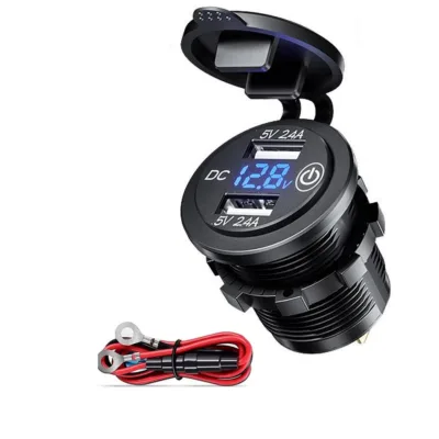 Flush Mount Twin Dual USB  Adapter 12v / 24v Output DC 5v 4.8A Car Bus