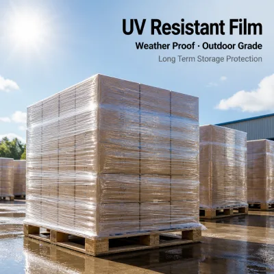 UV Resistant Outdoor Stretch Film Rolls Pallet Wrap Film Weather Resistant Protection for Outdoor Storage Warehouse Use