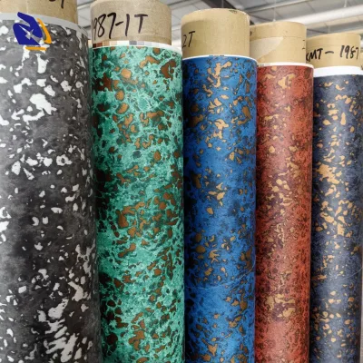 Popular Unique Modern Metal Effect PVC Furniture Film Roll for Kitchen Living Room Hotel Office and Commercial Space Decor