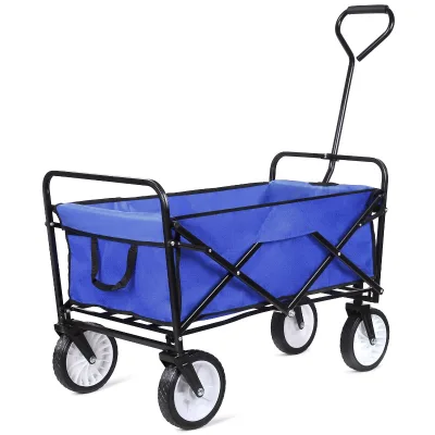 Camping Outdoor Stainless Steel Trolley Tool Cart Hard Folding Wagon for Yard and Garden Use