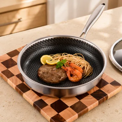 Factory Supplier Stainless Steel Frying Pan All Cooktops Compatible Scratch Resistant Cookware for Private Label Buyers
