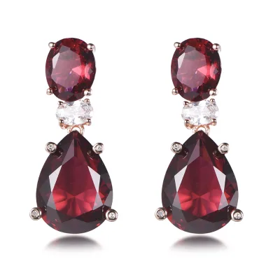 Luxury Garnet Earrings 925 Sterling Silver Long Earring Sets for Women Jewelry Fashion Earrings Trend 2022