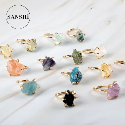 Natural Stone Luxury Ring Natural Stone Crystal Fashion Ring Amethyst Stone Ring
