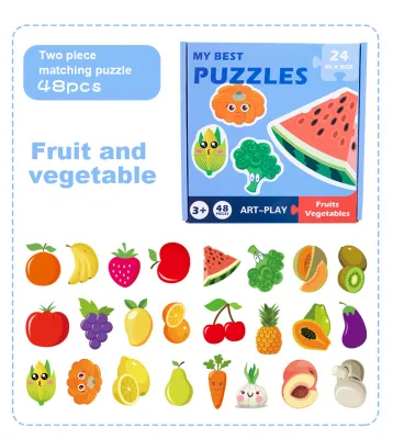 48Pcs Matching Puzzle Games Hand-eye Coordination Cognitive Ability Bend-proof Animal Matching Puzzles Toys for Children