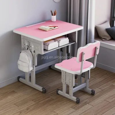 Modern High Density Board Single Desk and Chair Set School Table and Chair Set Middle School Desk and Chair