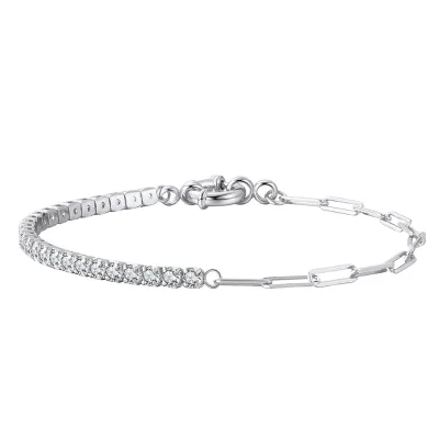 14K Gold Plated Real 925 Sterling Silver Tennis Bracelet Women Tiny 3MM Zircon Iced Cross Pattern Bracelet Diamond Main Gift