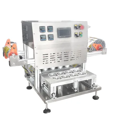 Low Price Semi-automatic High Productivity Ready Meal Snack Beverage Container Cooked Food 2-Tray Heat Sealing Machine Paper