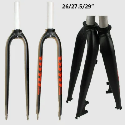 Mountain Bike 26/27.5/29inch Carbon/Aluminum Fork 1-1/8 Threadless Disc Brake MTB Bicycle Rigid Fork