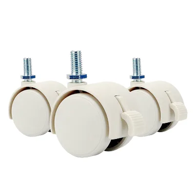 Modern Nylon Double Wheel Swivel Caster 50mm Screw Mount with Brake for Kitchen & Living Room Furniture and Small Appliances