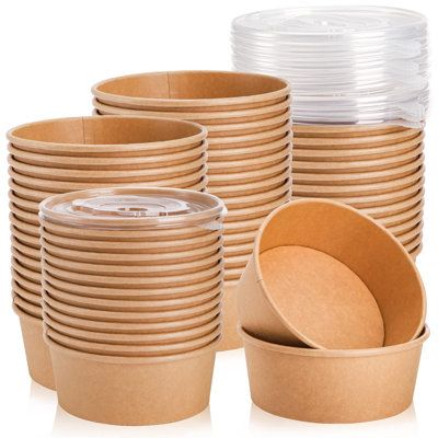 Disposable Eco Friendly Food Grade Paper Bowl Biodegradable for Hot/Cold Food Salad Catering Takeaway Picnic