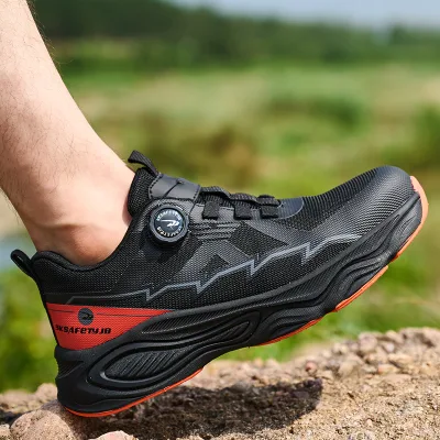 Rotating Button Safety Shoes Men Steel Toe Sneakers Air Cushion Work Sneakers Puncture Proof Work Safety Boots Protective Shoes