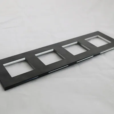 High Quality Polish Edge CNC Drilling Hole Low Temperature Paint 4 Gang Socket Tempered Glass for Wall Switch