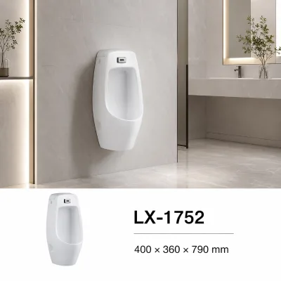400x360x790mm Medium Size Wall Hung Auto Sensor Urinal, Built-In Flush System Horizontal & Vertical Dual Drain Ceramic Urinal