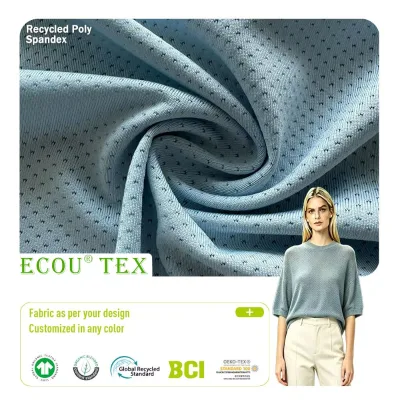 ECO-2562 GRS/GOTS Certified Organic Recycled Polyester Spandex Jacquard Fabric 95% Recycled Poly 5% Spandex Baby Kids Clothing