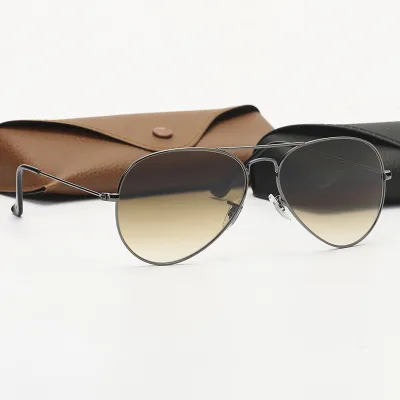 Luxury Fashion Men Pilot Aviation Sun Glasses Metal Frame UV Protection Glass Lenses Polarized Brand Designer Sunglasses