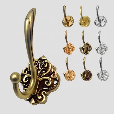 Brass Coat Hook Wall Hanging Single French Retro Coat Hook Medium Antique Wall Hooks Chrome 24K Gold Coat Hooks Wall Mounted