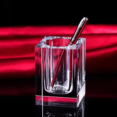 High Quality Customizable logo Text Crystal Pen Holder Manufacturer Direct Sales Crystal Pen Holder for Business Gifts