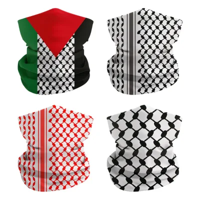 Hot Sale Custom Logo Football Palestine Country Flag Tubular Scarf Breathable Sports Face Mask for Promotional Events Giveaways