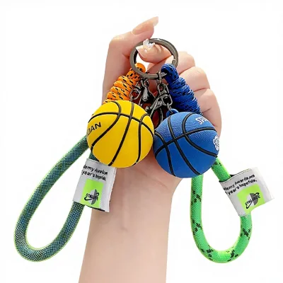 PVC Creative Basketball Keychain 3D Sports Accessory Car Backpack Key Charm Cartoon Keyring