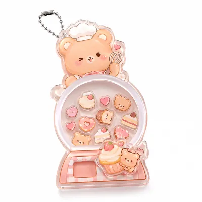 Funny Design Cartoon House Keychain Acrylic Mini Rocking Bed Acrylic Keychain