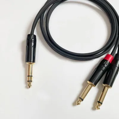 6.35mm TRS Audio Cable 6.35mm TRS Male To Dual 6.35mm TS Male Stereo Y Splitter Insert Cable Mono Breakout Cable Audio Cord