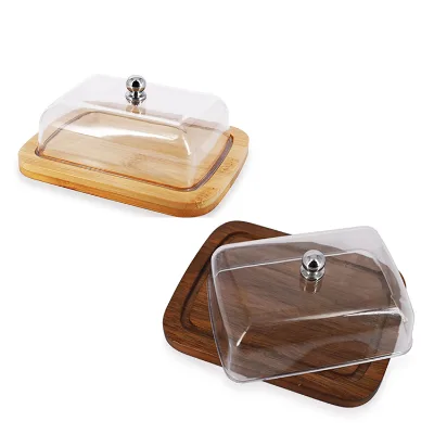 Kitchen Utensils Square Butter Dish Wooden Serving Tray Butter Dish With Lid Solid Cheese Container