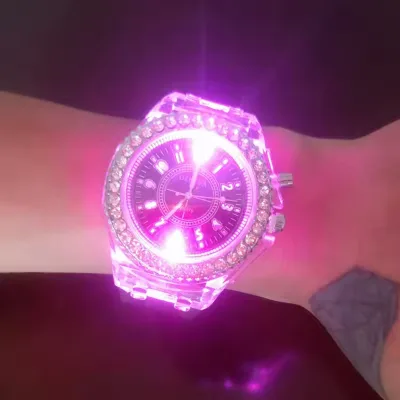 Unisex Lightweight Silicone Smart Watch with Luminous & Rhinestone LED Quartz Activity Tracker for Students and Couples