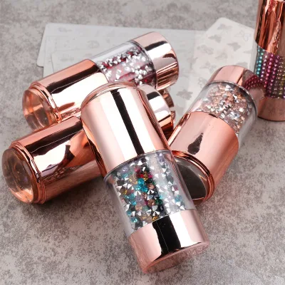 New Diamond Double Headed Nail Polish Stamper Set Transparent Silicone Nail Art Stamper Scraper Iron Plate Transfer Tool