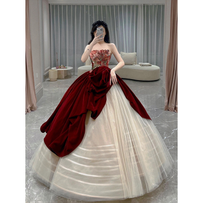 2022 Wedding Dress Ball Gowns for Women Prom Dresses 2022 Evening Gowns Sexy Formal Party Long Gown Elegant Red Evening Dresses