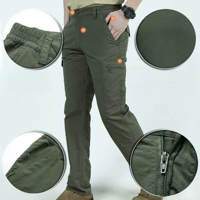 Lightweight Breathable Men's Summer Storm Pants Quick-Drying Waterproof Multi-Pocket Overalls Large Size L Knitted