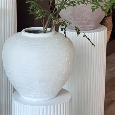 Antique Distressed Vases for Flowers Home Decor Eco-friendly Fiber Clay Plant Vase Rustic Style Table Vase Pot