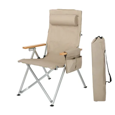 Aluminum Folding Backpack Beach Chair 5-Position Adjustable Lightweight Portable Camping Chair with Cooler Bag Cup Holder