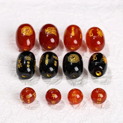 JD GEMS Feng Shui Gift Tibetan Buddha Beads Taisei Auspicious Symbol Carving Natural Third Party Certified Loose Spacer Beads