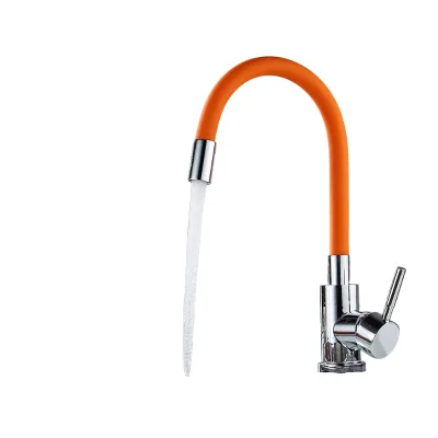 Competitive Price Stainless Steel Simple Satin Finish Flexible Hot and Cold Kitchen Faucet Mixer for Kitchen Sink