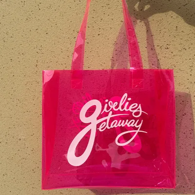 Wholesale logo Printed Pvc Tote Bag Transparent Plastic Gift Bag Hand Shopping Plastic Tote Bags