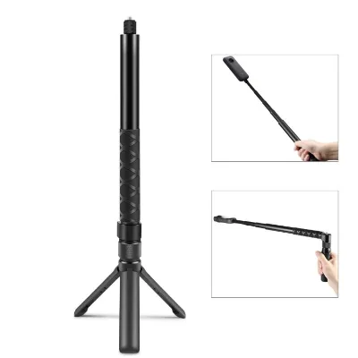 PULUZ Rotary Handle 110cm Selfie Stick Monopod for Insta360 X3/X4/X4 Air/X5/DJI Osmo 360 Foldable Desktop Tripod Stand