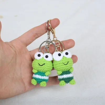 Handmade Creative Key Chains Knitted Cute Frog Wool Crochet Woven Pendant Soft Gift Bag Hanging Accessories